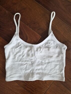 Topshop White Cropped Cami Tank Top | Size US 2 (Fits like 0)